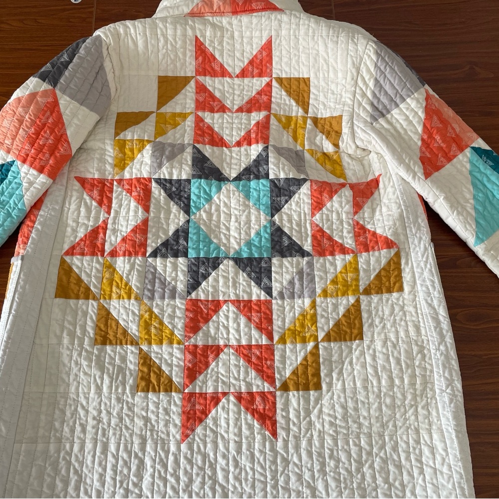Quilt Coat Geometric Patterned - Multicolor - image 2